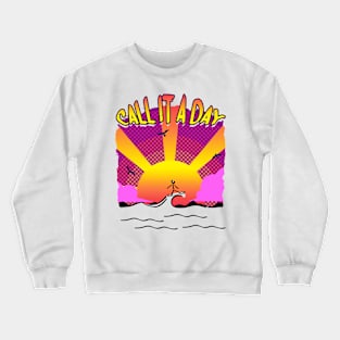 Surfing, Surfboard, Beach, Sunset, Ocean, Sea Crewneck Sweatshirt